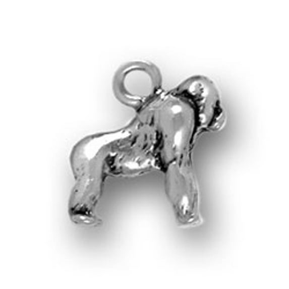 Sterling Silver 24" 1.2mm Box Chain 3D Gorilla Knuckle Walking Pendant Necklace