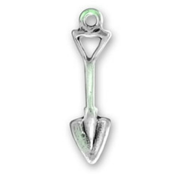 Sterling Silver 24" 1.2mm Box Chain 3D Small Garden Shovel Tool Pendant Necklace