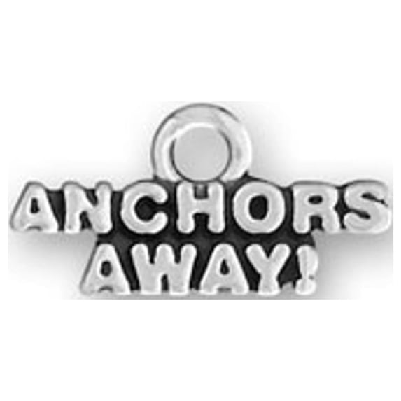 Sterling Silver 24" 1.2mm Box Chain ANCHORS AWAY Word Pendant Necklace