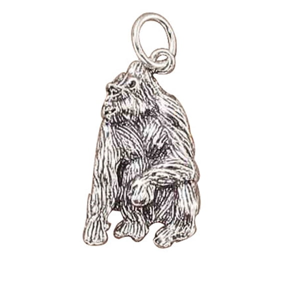 Sterling Silver 24" 1.2mm Box Chain Gorilla Pendant Necklace