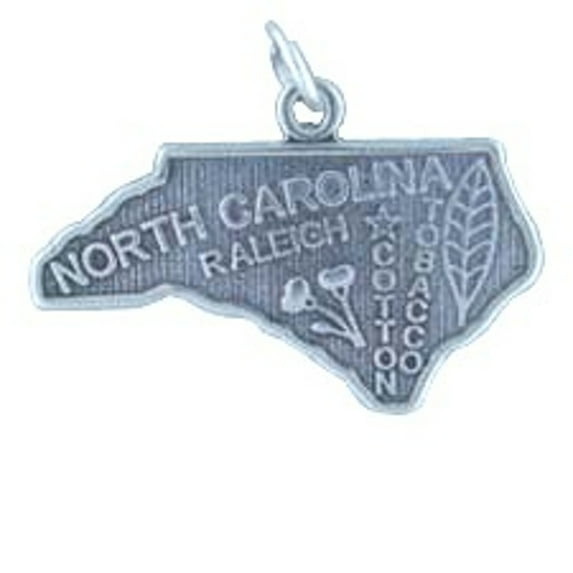 Sterling Silver 24" 1.2mm Box Chain NORTH CAROLINA State Pendant Necklace