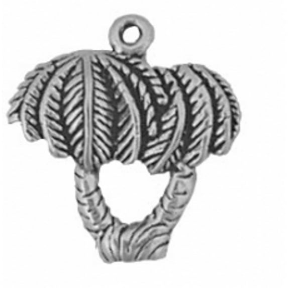 Sterling Silver 24" 1.2mm Box Chain Two Touching Palm Trees Pendant Necklace