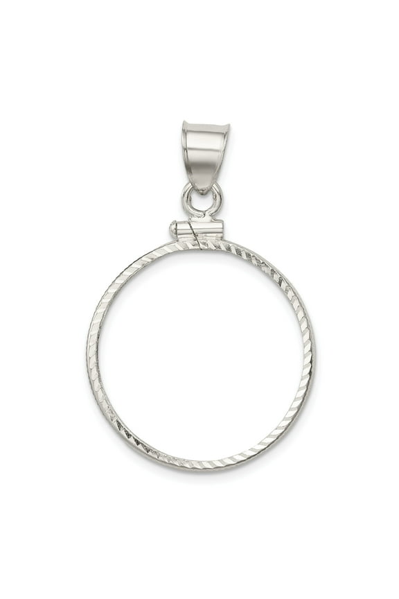 Sterling Silver 24.1 x 1.7mm $0.25 Diamond Cut Coin Bezel Pendant