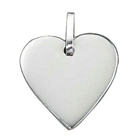 Sterling Silver 24" 1mm Box Chain 21mm Flat Engraveable Heart Tag ID Pendant Necklace