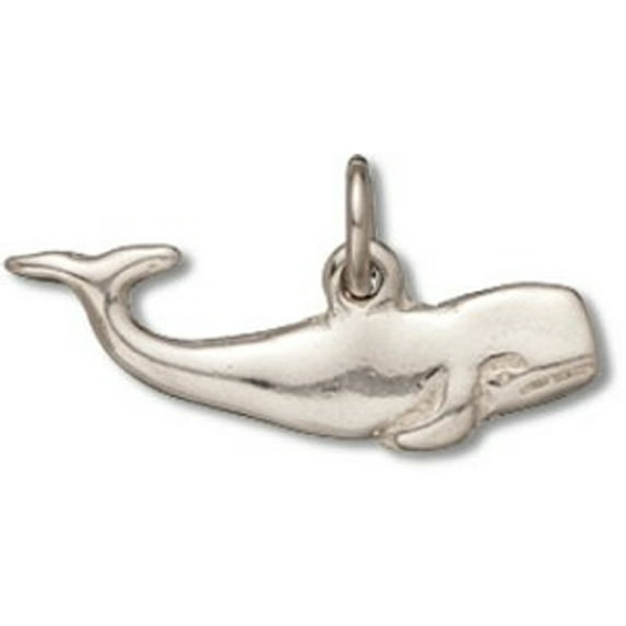 Sterling Silver 24" 1mm Box Chain 2D Sperm Whale Pendant Necklace