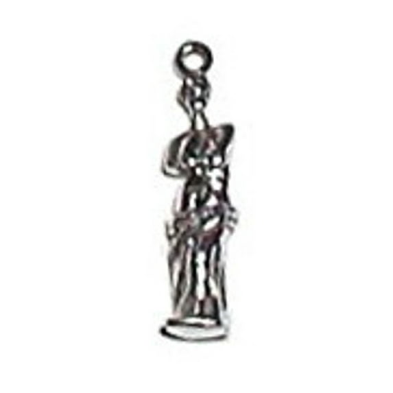 Sterling Silver 24" 1mm Box Chain 3D Aphrodite of Milos Or Venus de Milo Statue Pendant Necklace