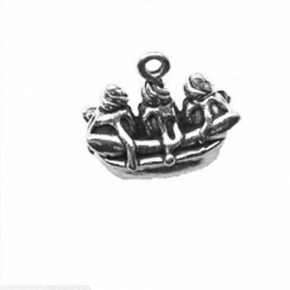 Sterling Silver 24" 1mm Box Chain 3D Banana Split Pendant Necklace