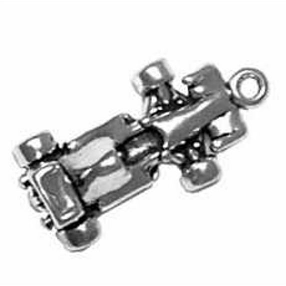 Sterling Silver 24" 1mm Box Chain 3D Derby Race Car Pendant Necklace