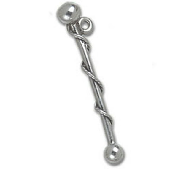 Sterling Silver 24" 1mm Box Chain 3D Drum Major Or Twirlers Baton Pendant Necklace