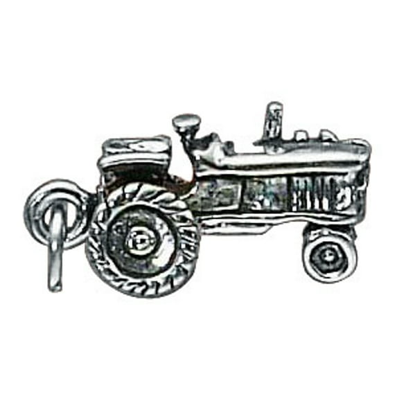 Sterling Silver 24" 1mm Box Chain 3D Old Farm Tractor Pendant Necklace