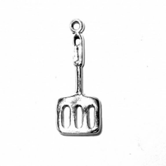 Sterling Silver 24" 1mm Box Chain 3D Spatula Pendant Necklace