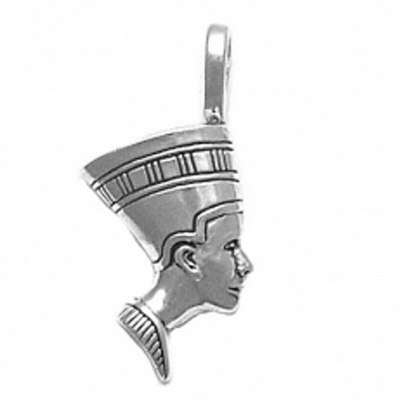 Sterling Silver 24" 1mm Box Chain Egyptian Pharaoh Head Pendant Necklace