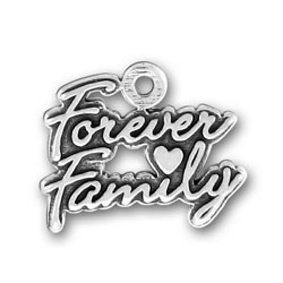 Sterling Silver 24" 1mm Box Chain Forever Family Pendant Necklace