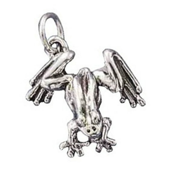Sterling Silver 24" 1mm Box Chain Frog Pendant Necklace