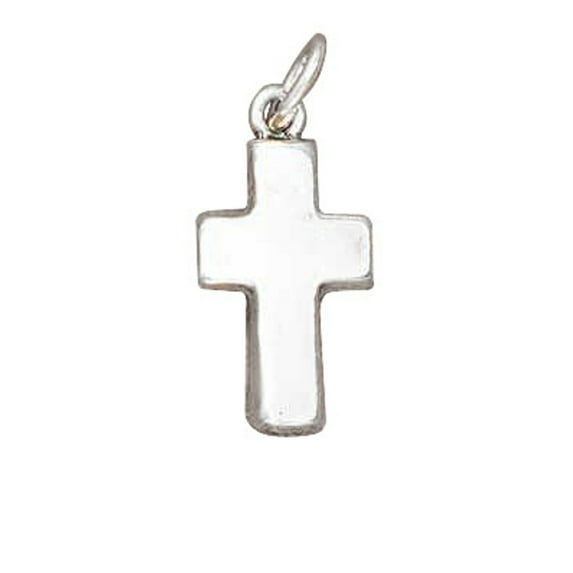 Sterling Silver 24" 1mm Box Chain Plain Christian Cross Pendant Necklace