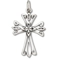 thumbnail image 1 of Sterling Silver 24" 1mm Box Chain Pointed Filgree Christian Cross Pendant Necklace, 1 of 2