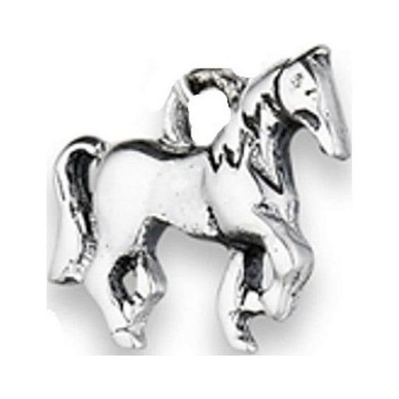 Sterling Silver 24" 1mm Box Chain Right Prancing Horse Pendant Necklace