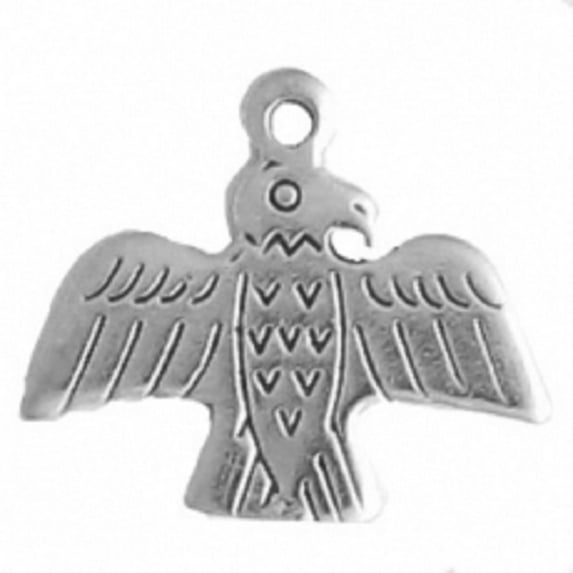 Sterling Silver 24" 1mm Box Chain Tribal Thunderbird Pendant Necklace
