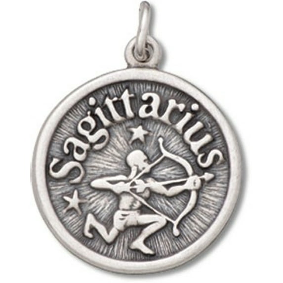 Sterling Silver 24" 1mm Sagittarius Archer Optimistic Zodiac Horoscope Symbol Pendant Necklace
