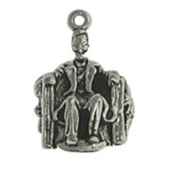 Sterling Silver 24" .8mm Box Chain 3D Abraham Lincoln Memorial Statue Pendant Necklace