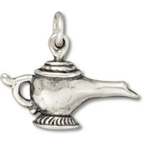Sterling Silver 24" .8mm Box Chain 3D Aladins Lamp Genie In A Bottle Pendant Necklace