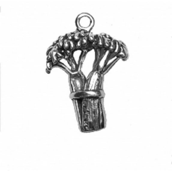 Sterling Silver 24" .8mm Box Chain 3D Celery Stalks Pendant Necklace