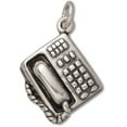 thumbnail image 1 of Sterling Silver 24" .8mm Box Chain 3D Corded Multiline Office Desk Phone Pendant Necklace, 1 of 2