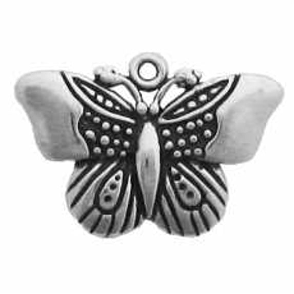 Sterling Silver 24" .8mm Box Chain 3D Decorative Butterfly Pendant Necklace