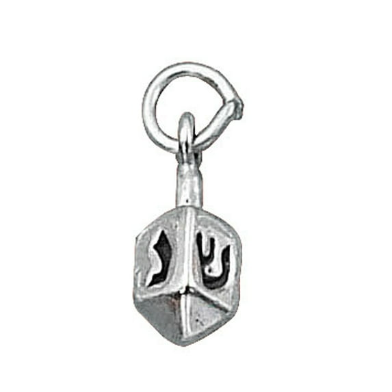 Sterling Silver 24" .8mm Box Chain 3D Dreidel Spinning Top Pendant Necklace