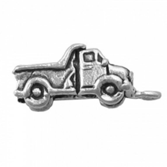 Sterling Silver 24" .8mm Box Chain 3D Mini Dump Truck Pendant Necklace