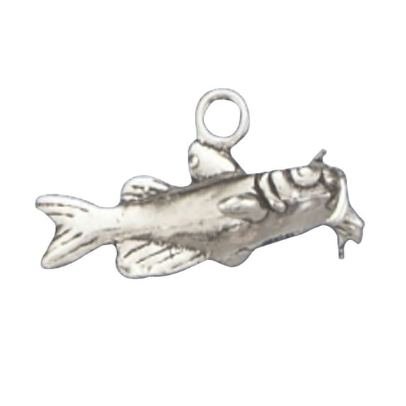 Sterling Silver 24" .8mm Box Chain 3D Pond River Channel Catfish Pendant Necklace