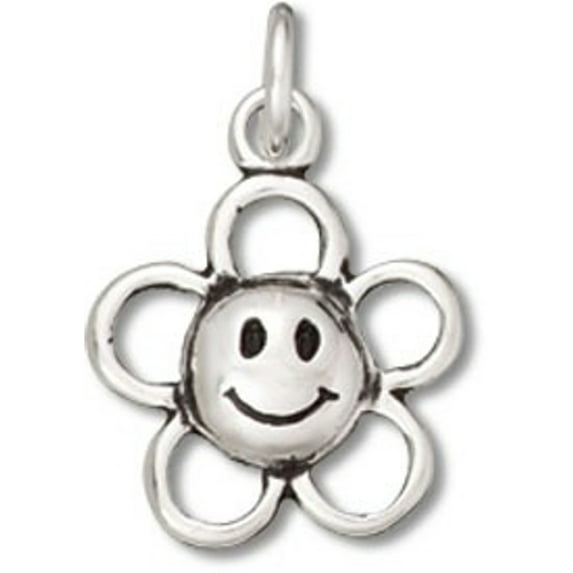Sterling Silver 24" .8mm Box Chain 3D Smiley Happy Face Daisy Flower Pendant Necklace