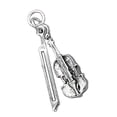 thumbnail image 1 of Sterling Silver 24" .8mm Box Chain 3D Violin Or Cello A Bow Musical Instrument Pendant Necklace, 1 of 2