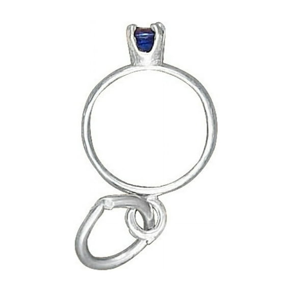 Sterling Silver 24" .8mm Box Chain CZ September Birth Month Wedding Ring Pendant Necklace