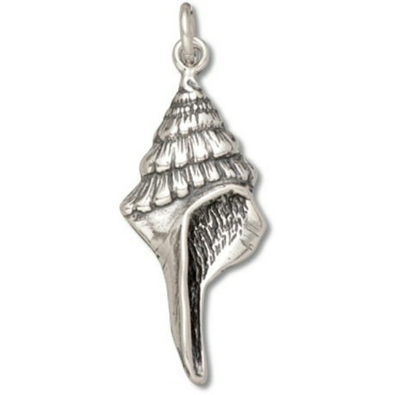 Sterling Silver 24" .8mm Box Chain Conch Nautilus Beach Seashell Pendant Necklace