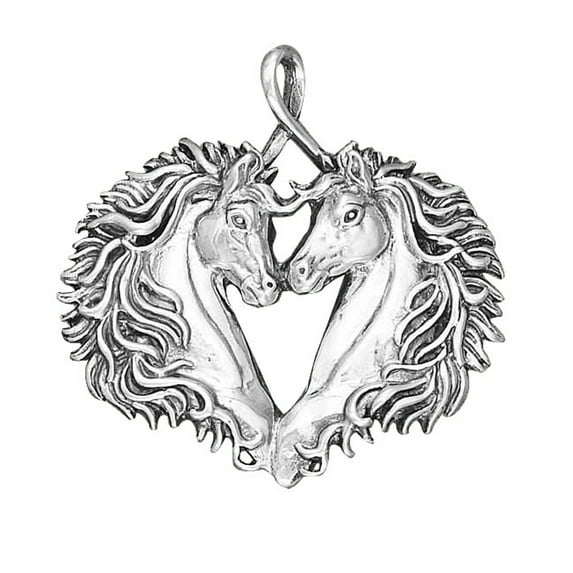 Sterling Silver 24" .8mm Box Chain Horseheads Making A Heart Pendant Necklace