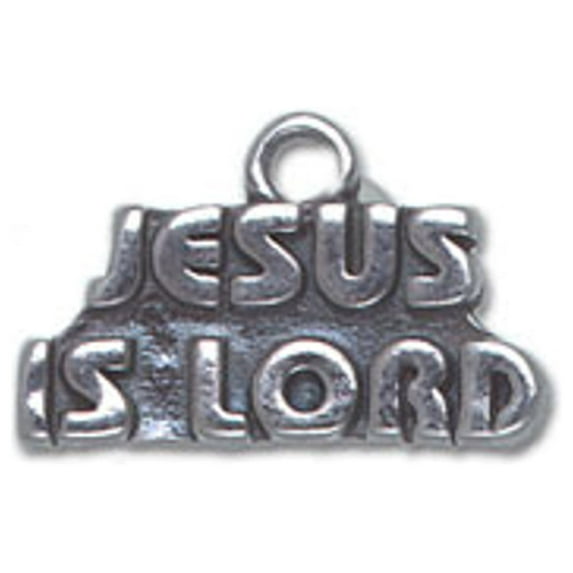 Sterling Silver 24" .8mm Box Chain JESUS IS LORD Word Pendant Necklace
