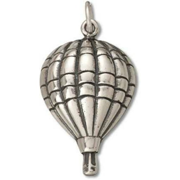 Sterling Silver 24" .8mm Box Chain Large Striped Hot Air Balloon Pendant Necklace