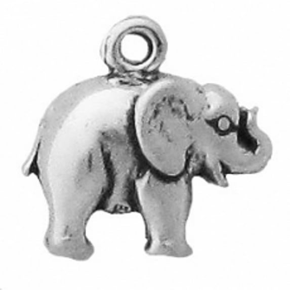 Sterling Silver 24" .8mm Box Chain Mini Side Facing Smooth Elephant Pendant Necklace