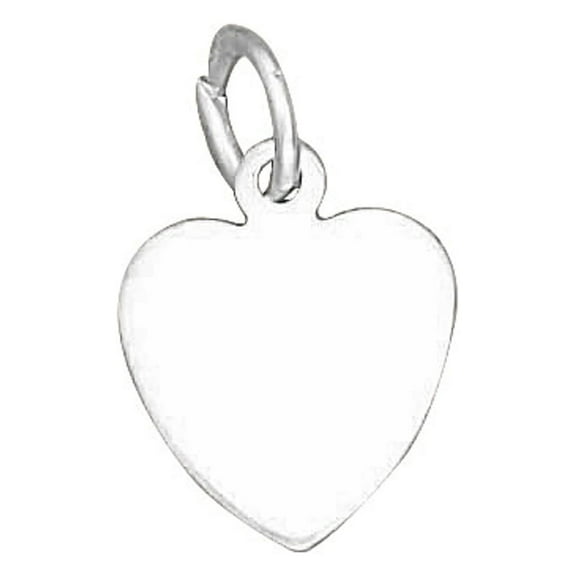 Sterling Silver 24" .8mm Box Chain Small Engraveable Flat Heart Pendant Necklace