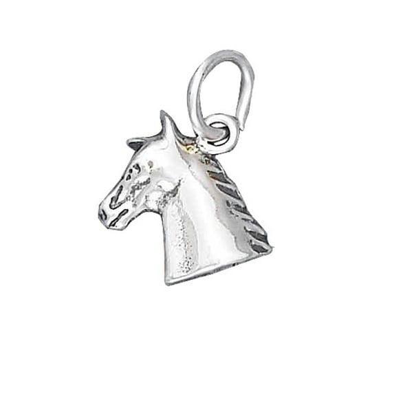 Sterling Silver 24" .8mm Box Chain Small Horse Head Pendant Necklace