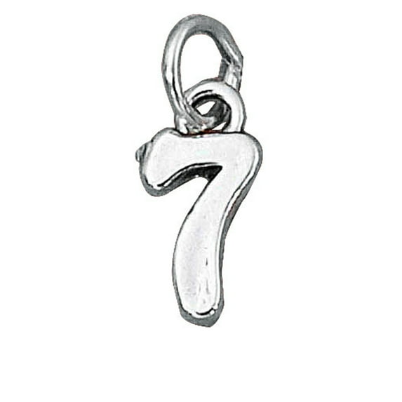 Sterling Silver 24" .8mm Box Chain Small Number Seven 7 Pendant Necklace