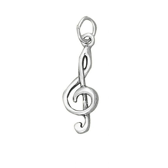 Sterling Silver 24" .8mm Box Chain Treble Clef Pendant Necklace