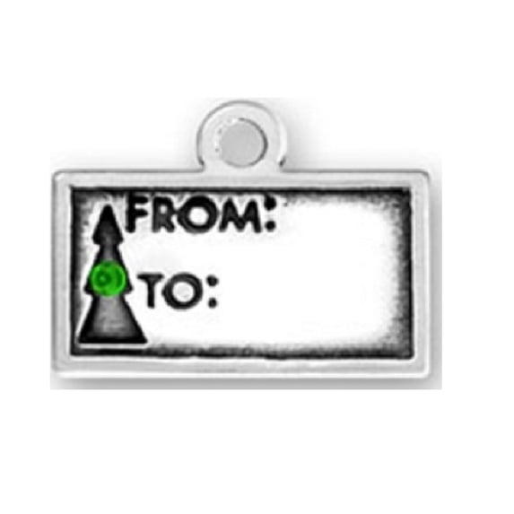 Sterling Silver 24" .8mm Square Christmas Tree Gift Tag Pendant Necklace