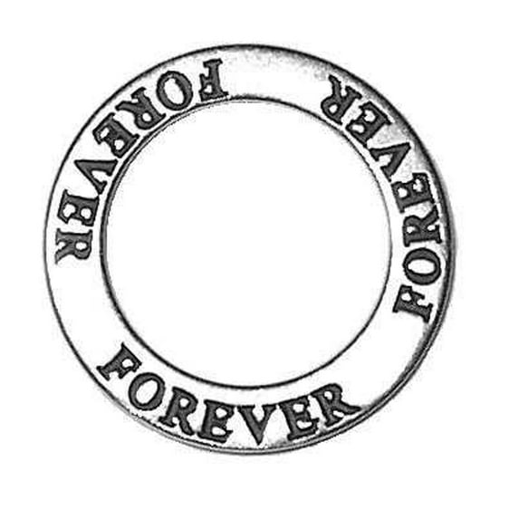Sterling Silver 24" .8mm Two Sided FOREVER Circle Shaped Affirmation Slide Pendant Necklace