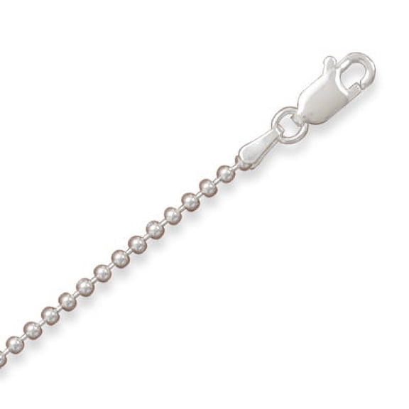 Sterling Silver 24 Inch 1.8mm Bead Chain Necklace - Lobster Clasp