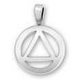 thumbnail image 1 of Sterling Silver 24" Unisex 1.5mm AA Alcoholics Anonymous Triangle In Circle Symbol Pendant Necklace, 1 of 2