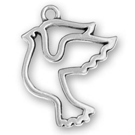 Sterling Silver 24" Unisex 1.5mm Box Chain 3D Flying Dove Pendant Necklace