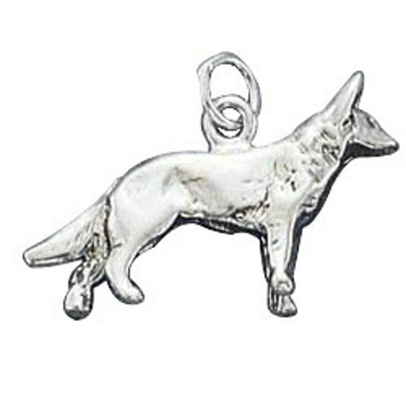 Sterling Silver 24" Unisex 1.5mm Box Chain 3D German Shepherd Dog Breed Pendant Necklace