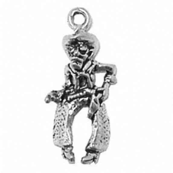 Sterling Silver 24" Unisex 1.5mm Box Chain 3D Large Cowboy Gunfighter Pendant Necklace